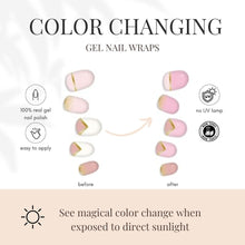 Load image into Gallery viewer, COLOR CHANGE Pink &amp; Gold Delicate Geometric Gel Nail Wrap - Pothos Beauty
