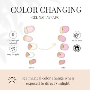 COLOR CHANGE Pink & Gold Delicate Geometric Gel Nail Wrap - Pothos Beauty