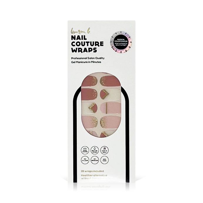 COLOR CHANGE Pink & Gold Delicate Geometric Gel Nail Wrap - Pothos Beauty