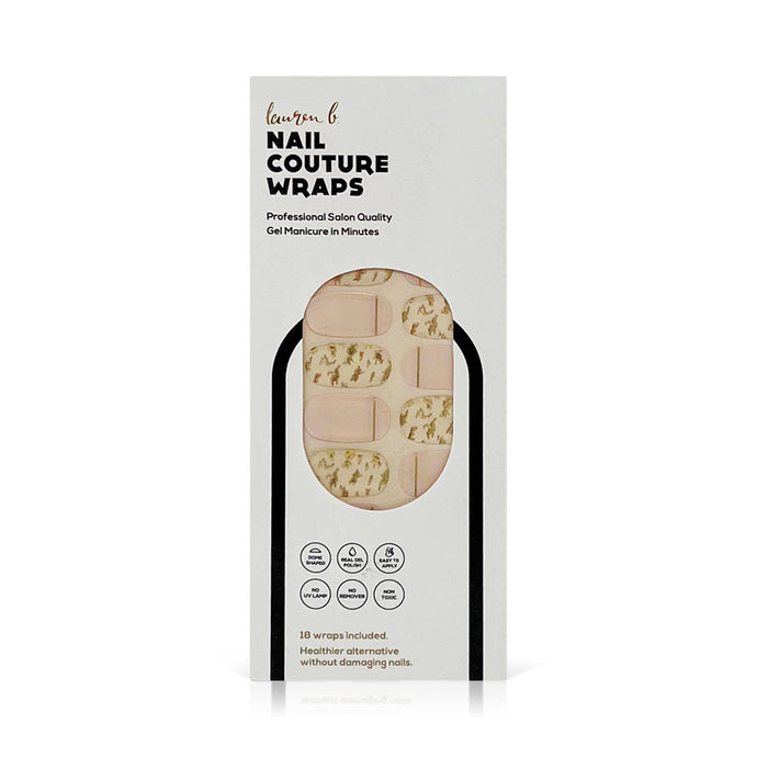 Gold Leaf & Blush Gel Nail Wrap - Pothos Beauty